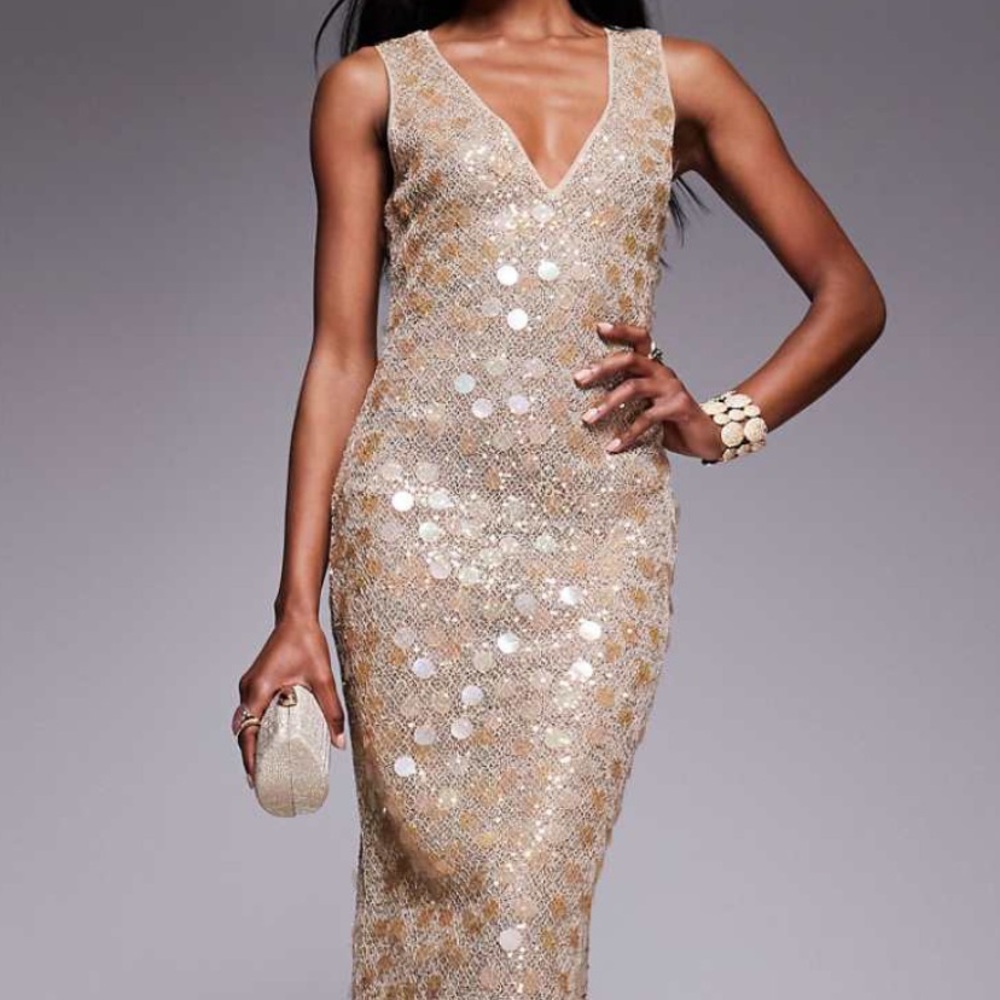 ASOS Gold Sequin Maxi Dress